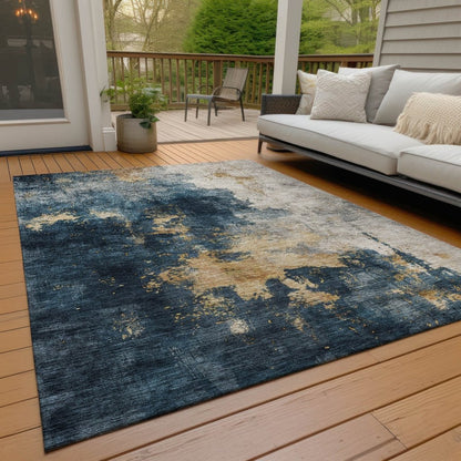 LOOMLAN Rugs Fibra Blue Washable Indoor-Outdoor Rug