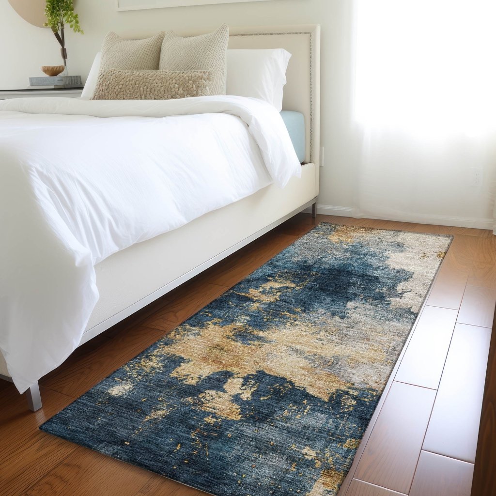 LOOMLAN Rugs Fibra Blue Washable Indoor-Outdoor Rug