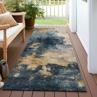 LOOMLAN Rugs Fibra Blue Washable Indoor-Outdoor Rug