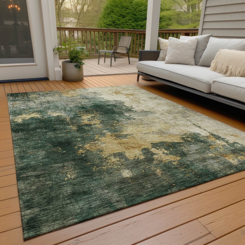 LOOMLAN Rugs Fibra Green Washable Indoor-Outdoor Rug