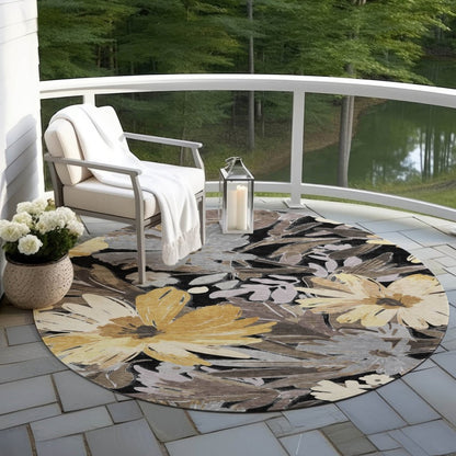 LOOMLAN Rugs Fibrosa Black Washable Indoor-Outdoor Rug