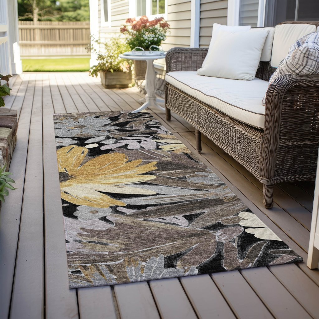 LOOMLAN Rugs Fibrosa Black Washable Indoor-Outdoor Rug
