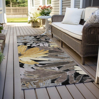 LOOMLAN Rugs Fibrosa Black Washable Indoor-Outdoor Rug