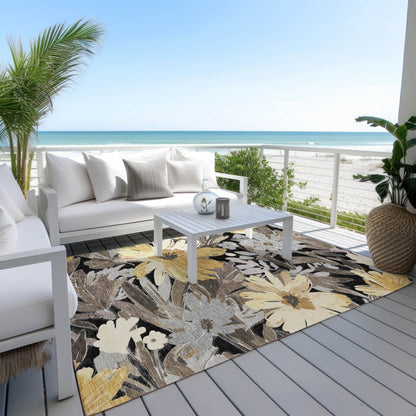 LOOMLAN Rugs Fibrosa Black Washable Indoor-Outdoor Rug