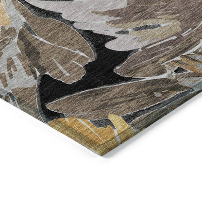 LOOMLAN Rugs Fibrosa Black Washable Indoor-Outdoor Rug