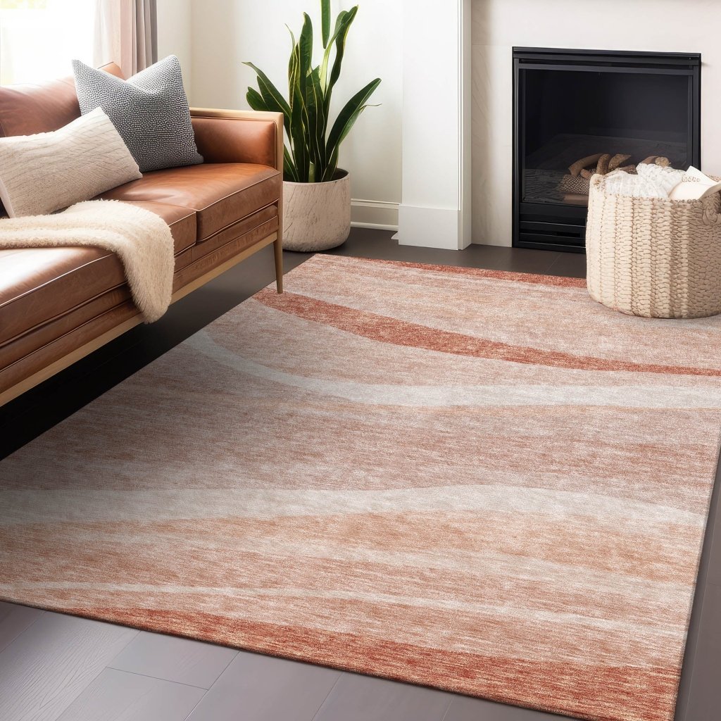 LOOMLAN Rugs Florence Orange Washable Indoor-Outdoor Rug