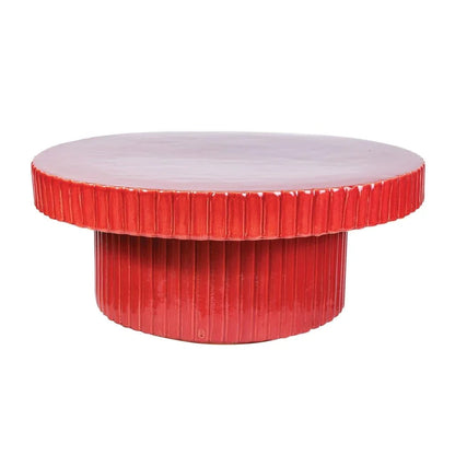 Flute Ceramic Glazed Patio Coffee Table
