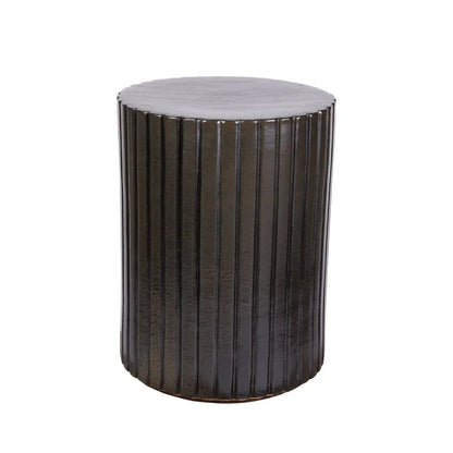 Flute Ceramic Round Patio Accent Table