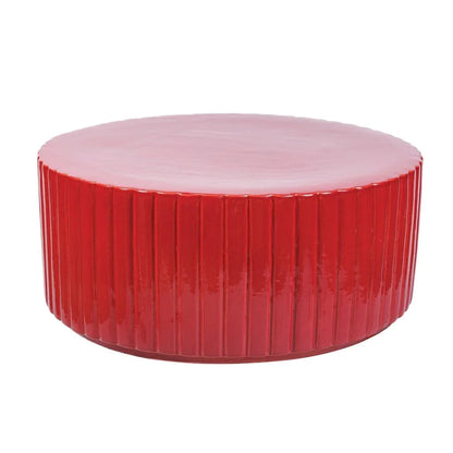 Flute Ceramic Round Patio Accent Table