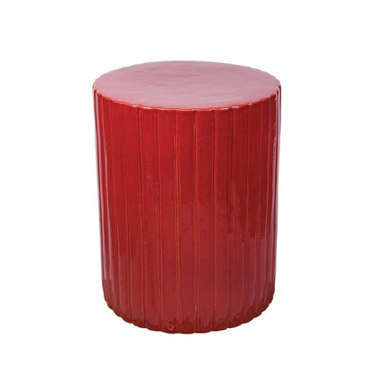Flute Ceramic Round Patio Accent Table