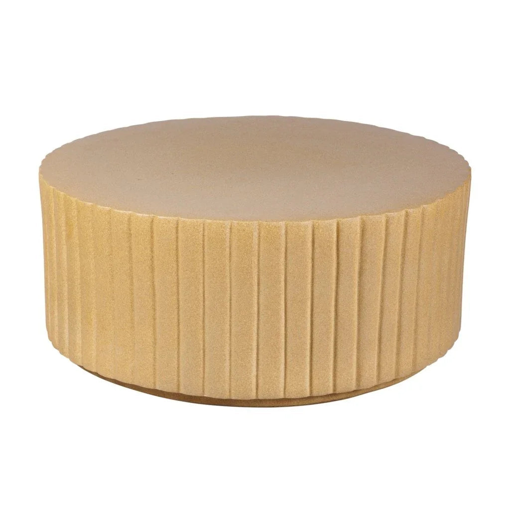 Flute Ceramic Round Patio Accent Table