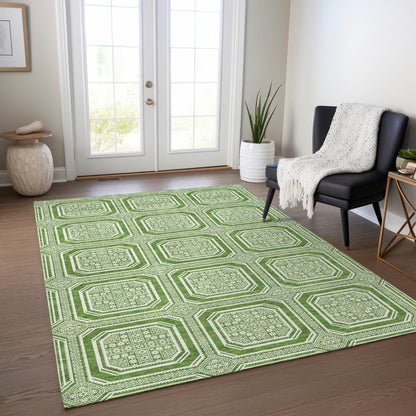 LOOMLAN Rugs Flutira Green Washable Indoor-Outdoor Rug