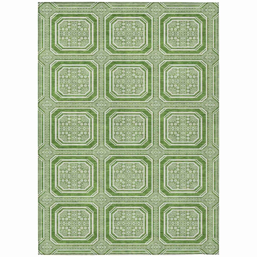 LOOMLAN Rugs Flutira Green Washable Indoor-Outdoor Rug