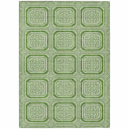 LOOMLAN Rugs Flutira Green Washable Indoor-Outdoor Rug