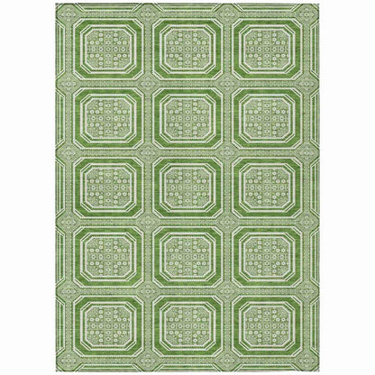 LOOMLAN Rugs Flutira Green Washable Indoor-Outdoor Rug