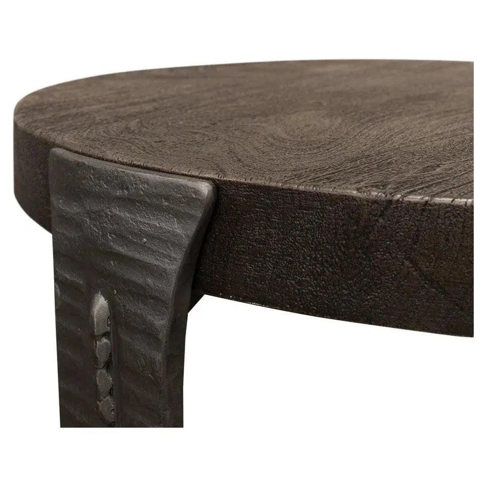 Sarreid Forged Slats Side Table Grey Moleskin Finish