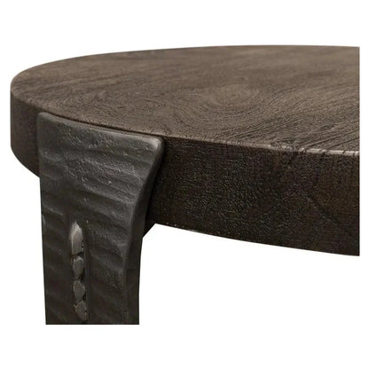 Sarreid Forged Slats Side Table Grey Moleskin Finish