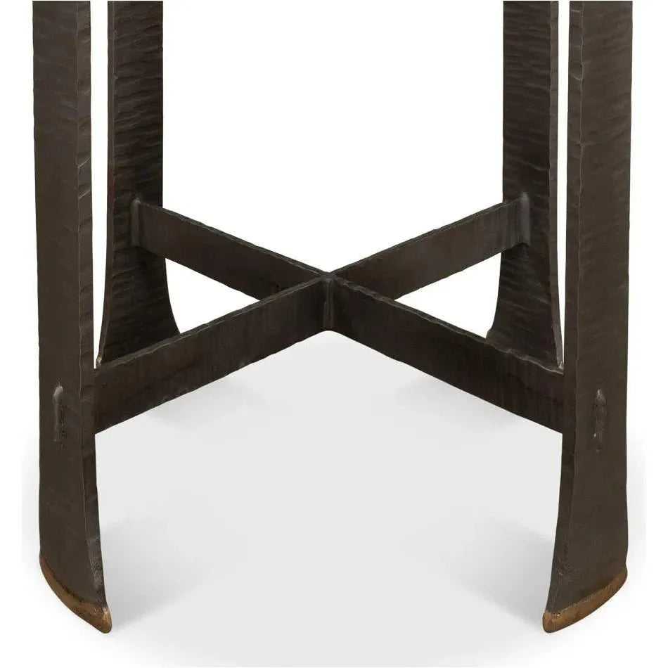 Sarreid Forged Slats Side Table Grey Moleskin Finish