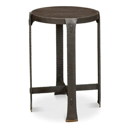 Sarreid Forged Slats Side Table Grey Moleskin Finish