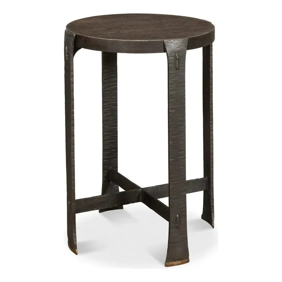 Sarreid Forged Slats Side Table Grey Moleskin Finish