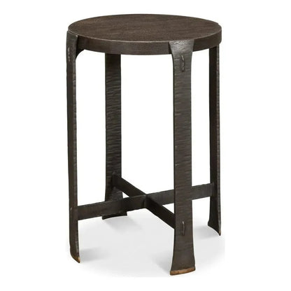 Sarreid Forged Slats Side Table Grey Moleskin Finish