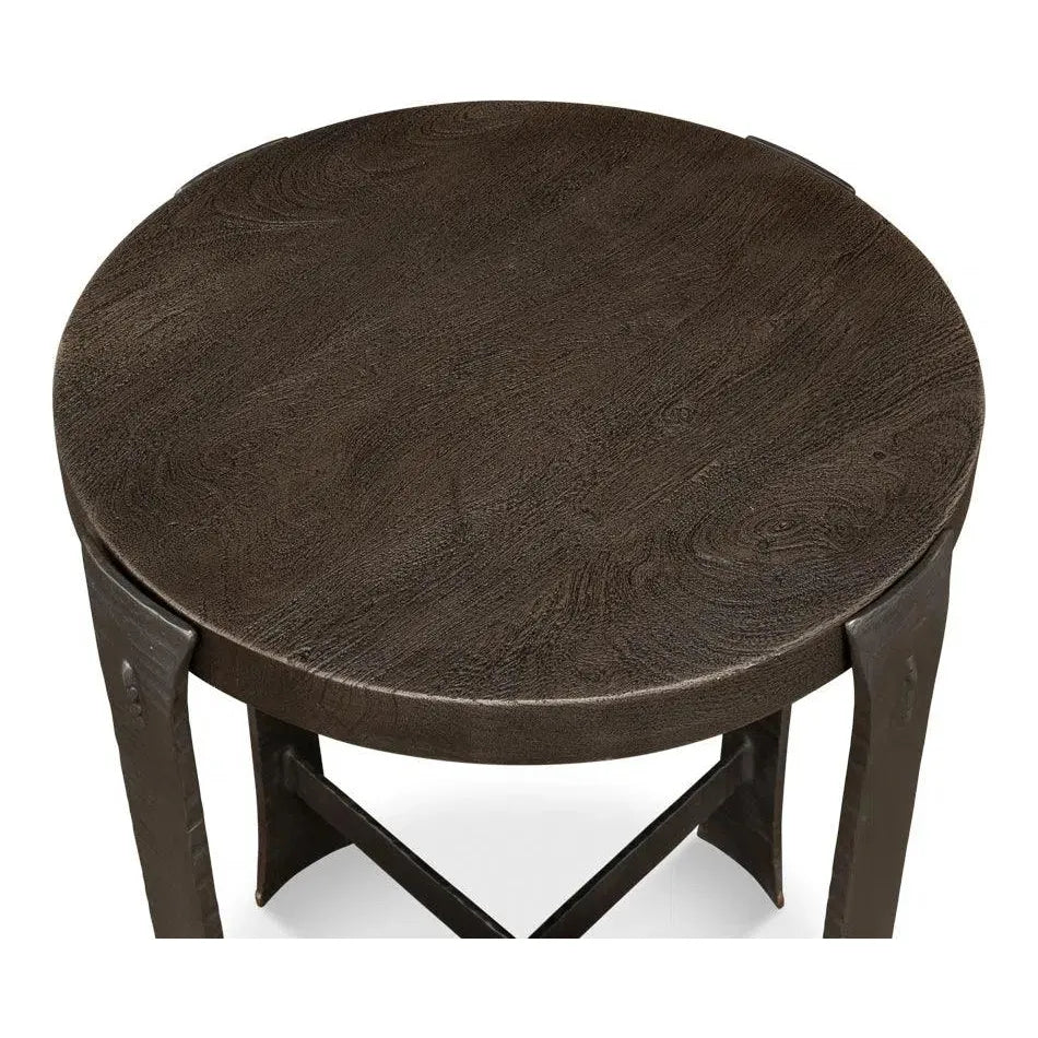 Sarreid Forged Slats Side Table Grey Moleskin Finish