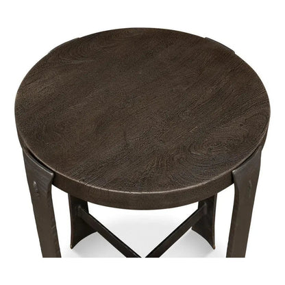 Sarreid Forged Slats Side Table Grey Moleskin Finish
