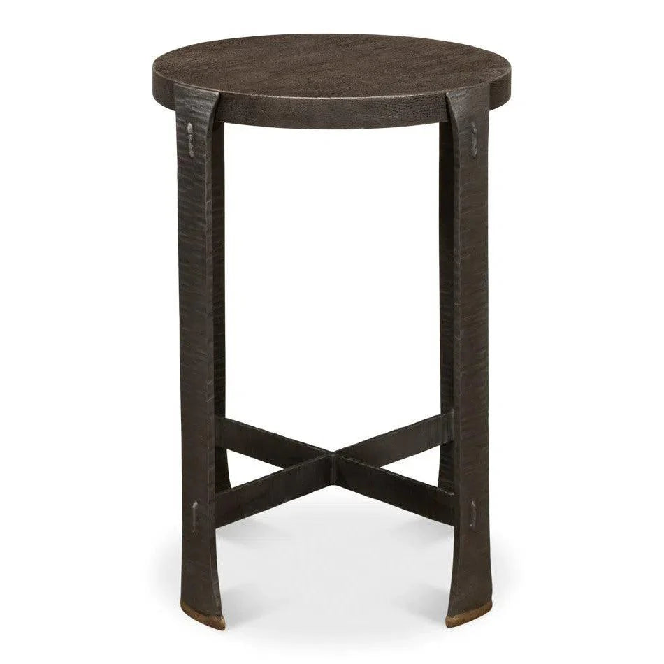 Sarreid Forged Slats Side Table Grey Moleskin Finish