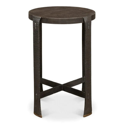 Sarreid Forged Slats Side Table Grey Moleskin Finish