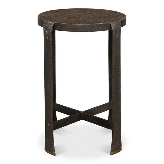 Sarreid Forged Slats Side Table Grey Moleskin Finish