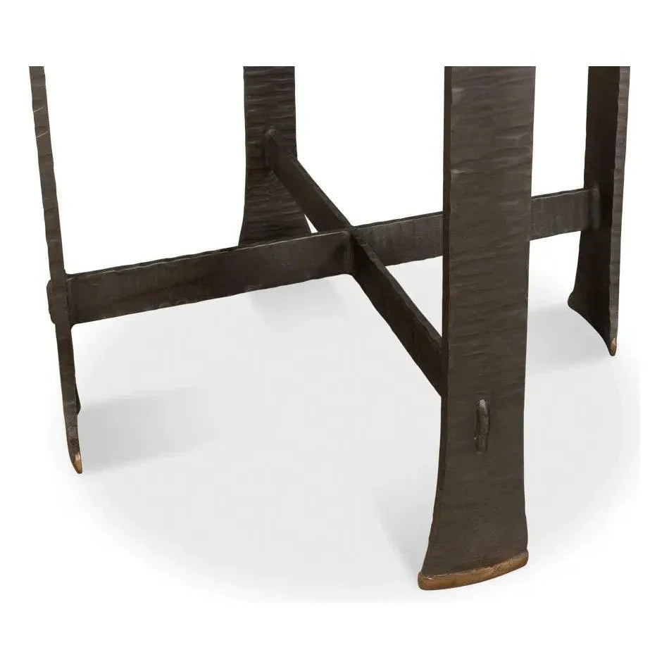 Sarreid Forged Slats Side Table Grey Moleskin Finish