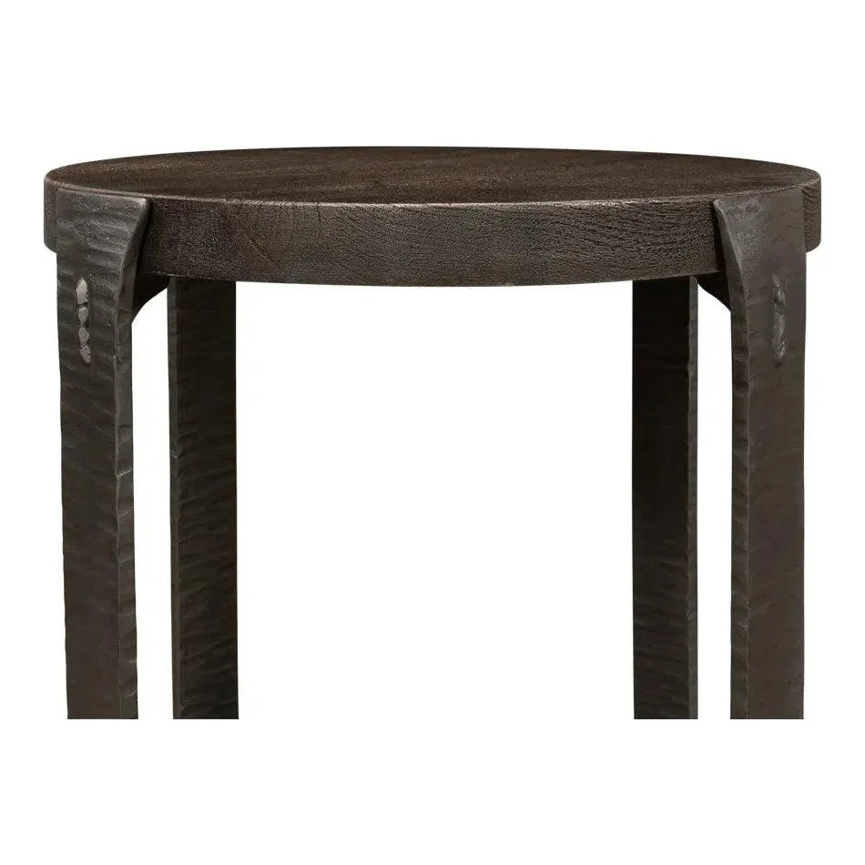 Sarreid Forged Slats Side Table Grey Moleskin Finish