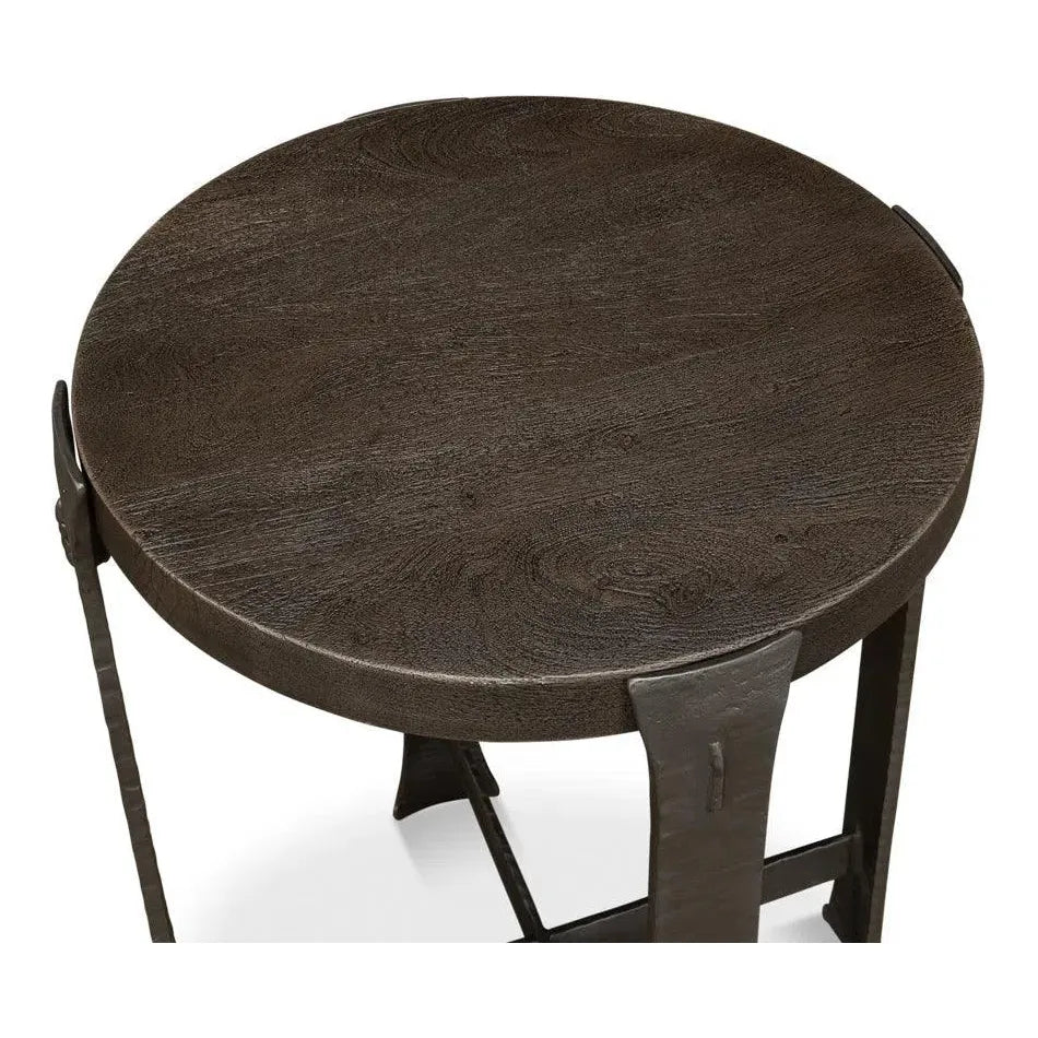 Sarreid Forged Slats Side Table Grey Moleskin Finish