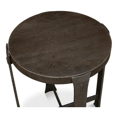 Sarreid Forged Slats Side Table Grey Moleskin Finish