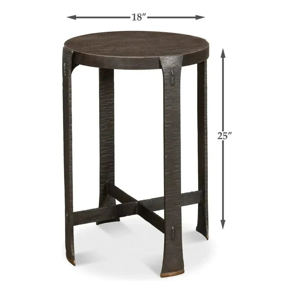 Sarreid Forged Slats Side Table Grey Moleskin Finish