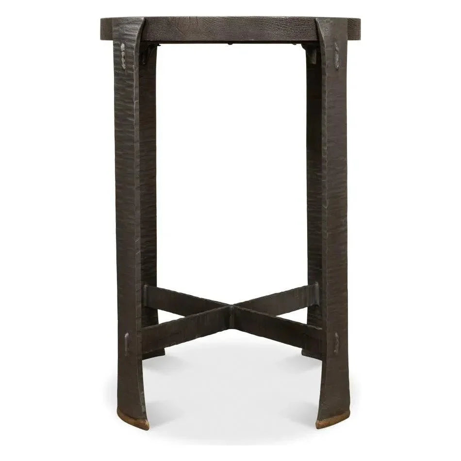 Sarreid Forged Slats Side Table Grey Moleskin Finish