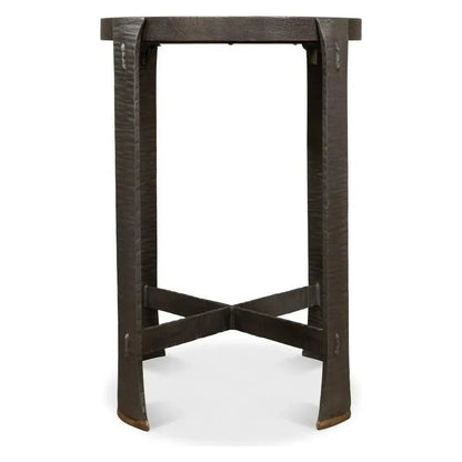 Sarreid Forged Slats Side Table Grey Moleskin Finish
