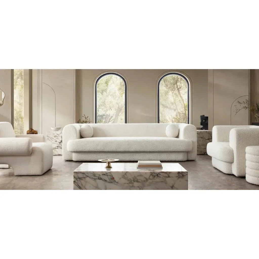 Diamond Sofa Form Boucle Sofa With 2 Accent Pillow Balls