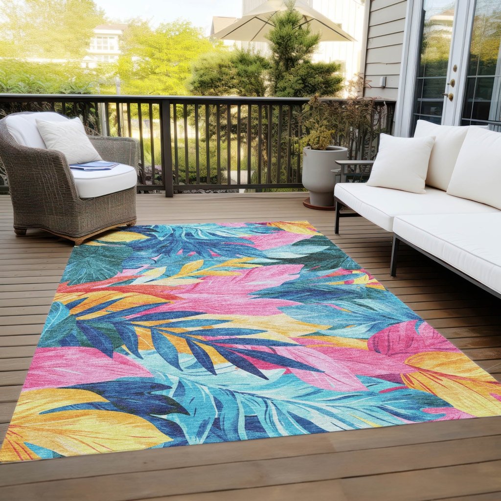 LOOMLAN Rugs Frayura Blue Washable Indoor-Outdoor Rug
