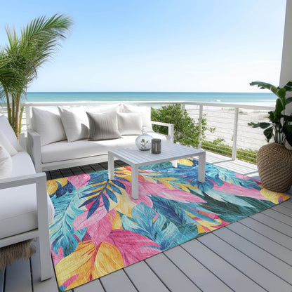 LOOMLAN Rugs Frayura Blue Washable Indoor-Outdoor Rug