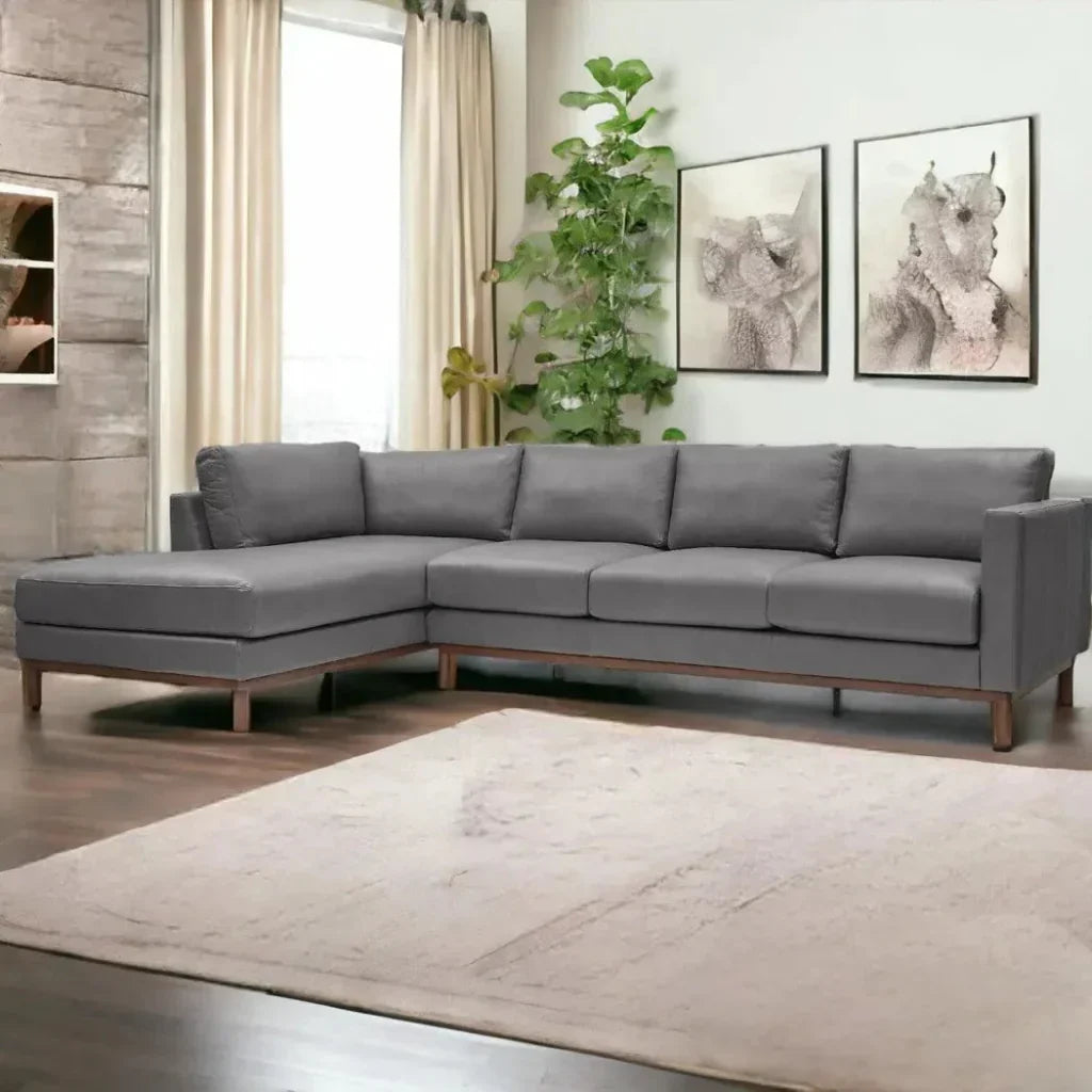 Freehand Leather Sectional With Chaise
