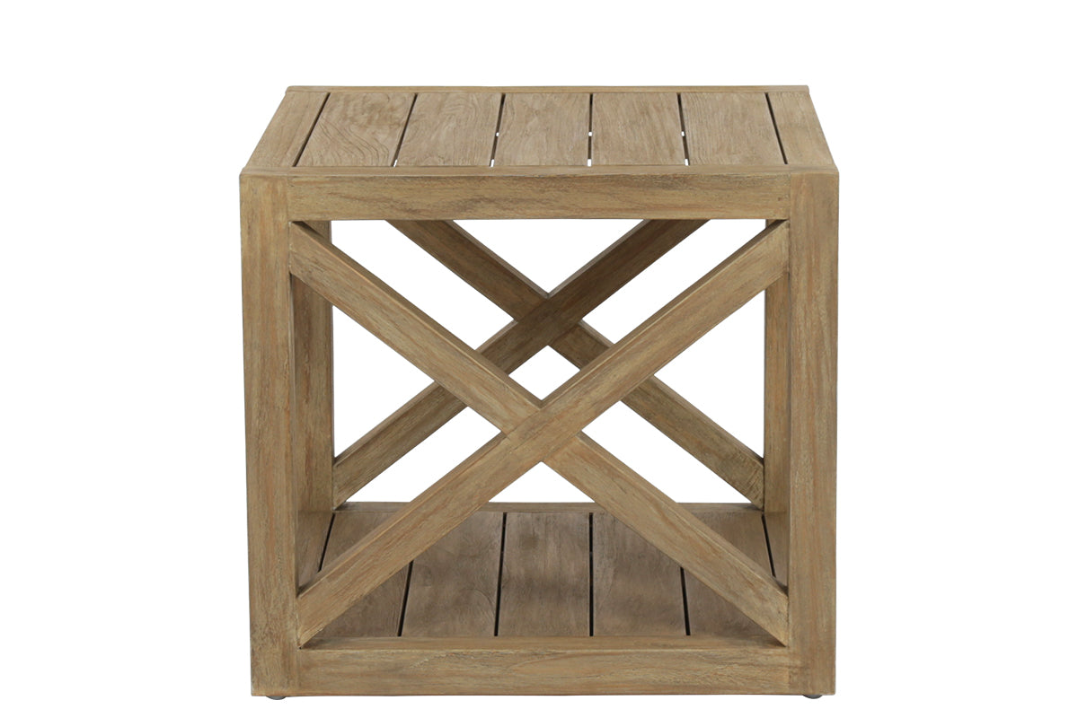 Coastal Teak X Shape Outdoor End Table