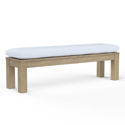 Coastal Teak Sunbrella Upholstered Outdoor Dining Bench