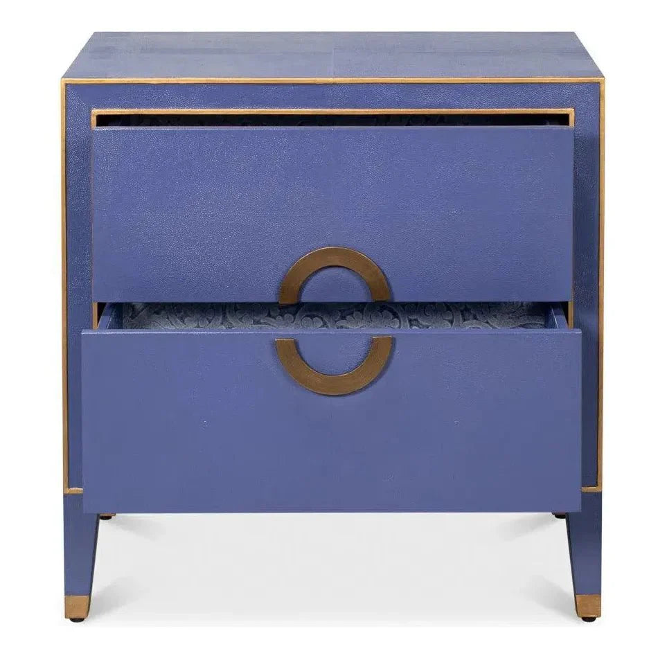 Sarreid Gabriella Embossed Shagreen Blue Night Stand