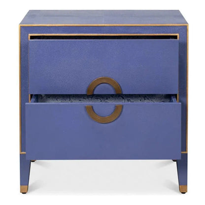 Sarreid Gabriella Embossed Shagreen Blue Night Stand