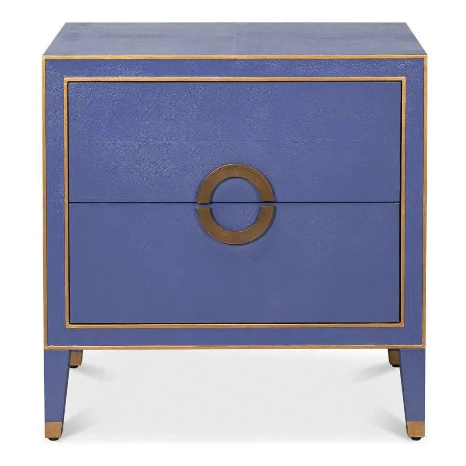Sarreid Gabriella Embossed Shagreen Blue Night Stand