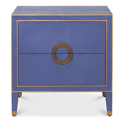 Sarreid Gabriella Embossed Shagreen Blue Night Stand