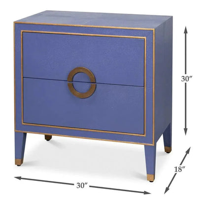 Sarreid Gabriella Embossed Shagreen Blue Night Stand