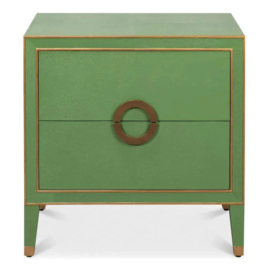 Sarreid Gabriella Embossed Shagreen Green Night Stand