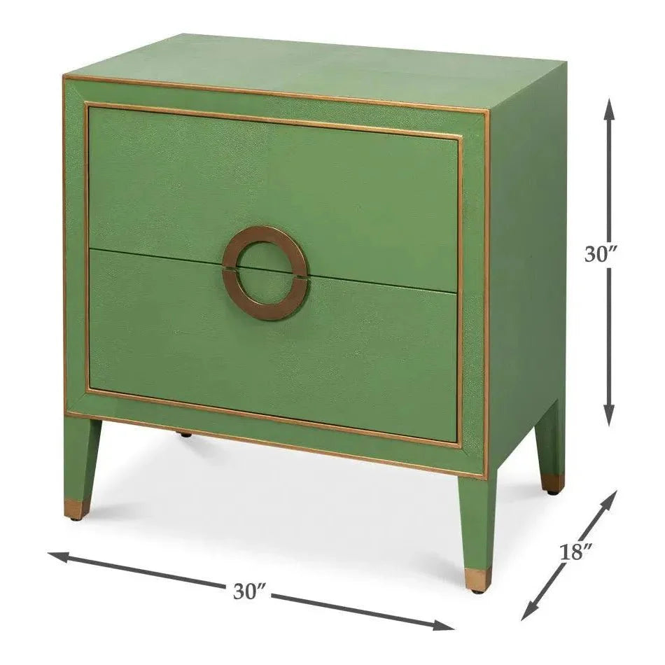 Sarreid Gabriella Embossed Shagreen Green Night Stand